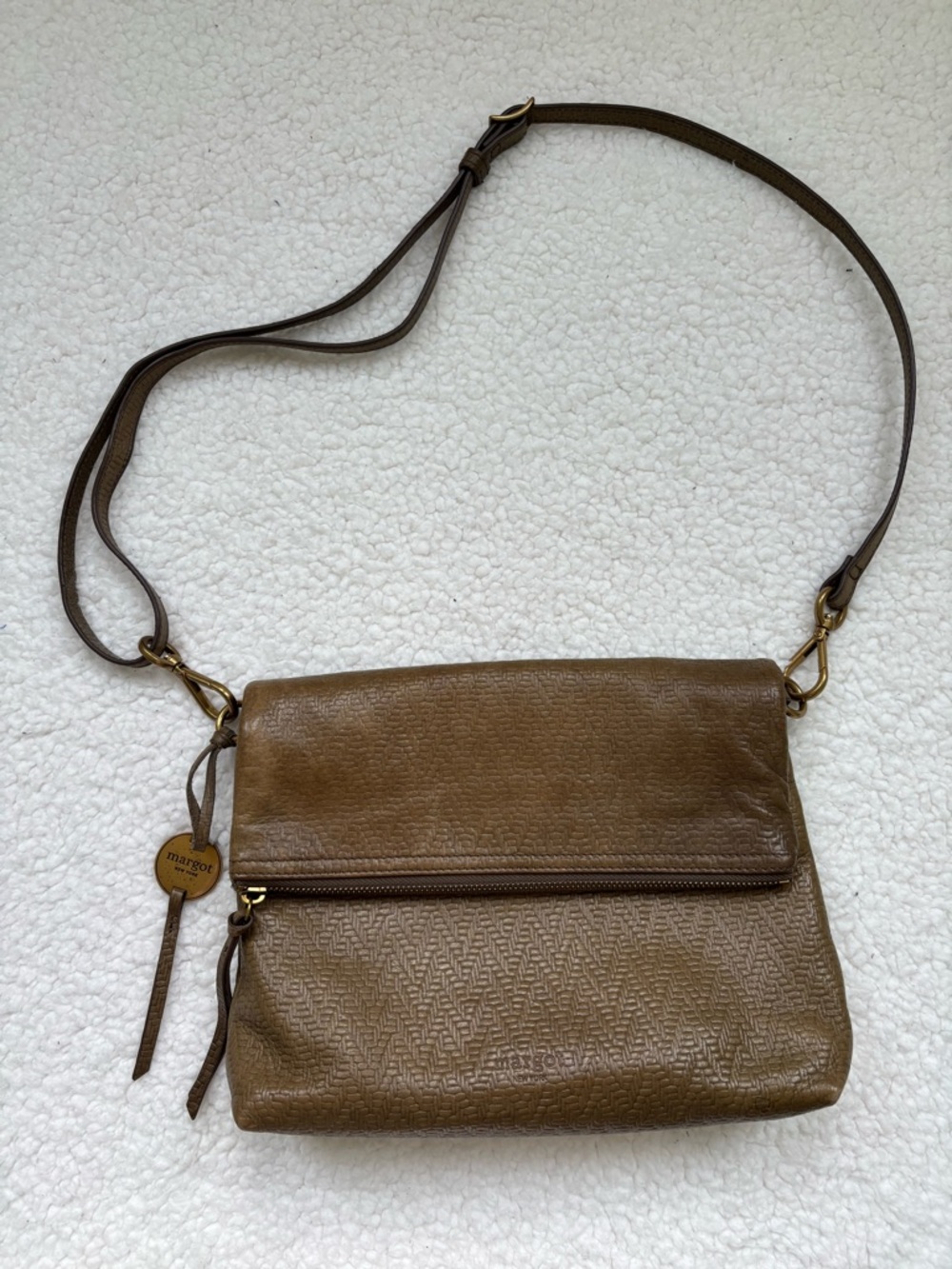 Margot Designer Olive Green Genuine Leather Crossbody Bag